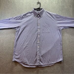 Overton Mens XL Blue Gingham Button Down Long Sleeve 100% Cotton